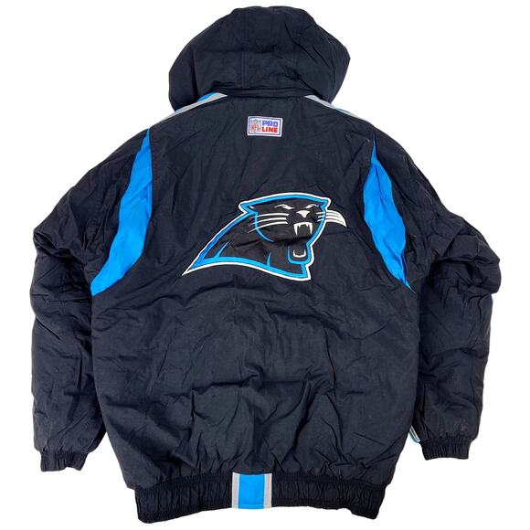 VTG 90s Oversized Carolina Panthers Starter Jacket Pro Line Hooded Men's Sz M - Picture 5 of 10